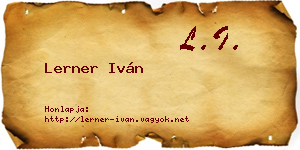 Lerner Iván névjegykártya
